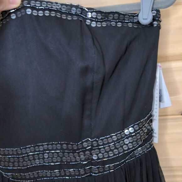 Adrianna Papell Evening Black Silk Beaded Strapless Dress size 12 - Picture 2 of 15
